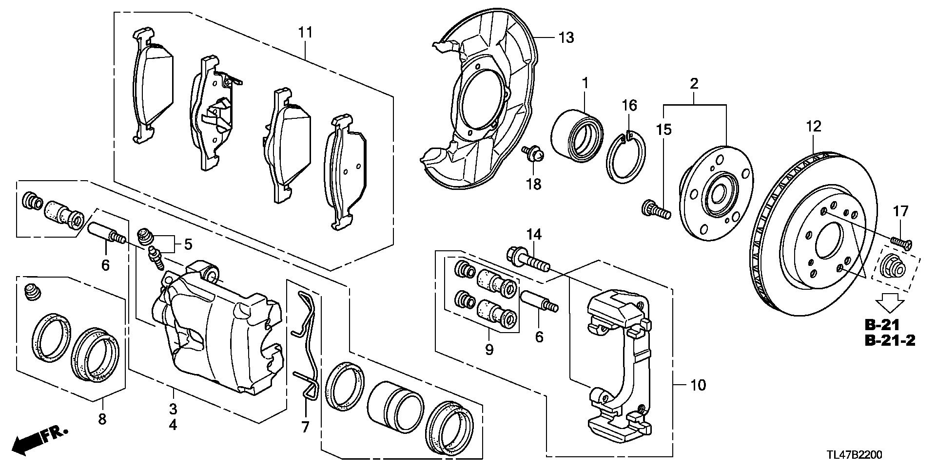 Honda 45002-TL1-G01 - Etrier frana allinparts.ro