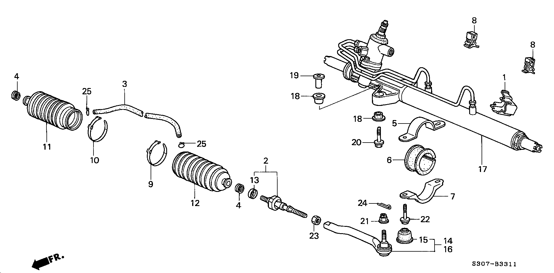 Honda 53534S30003 - Ansamblu burduf, directie allinparts.ro