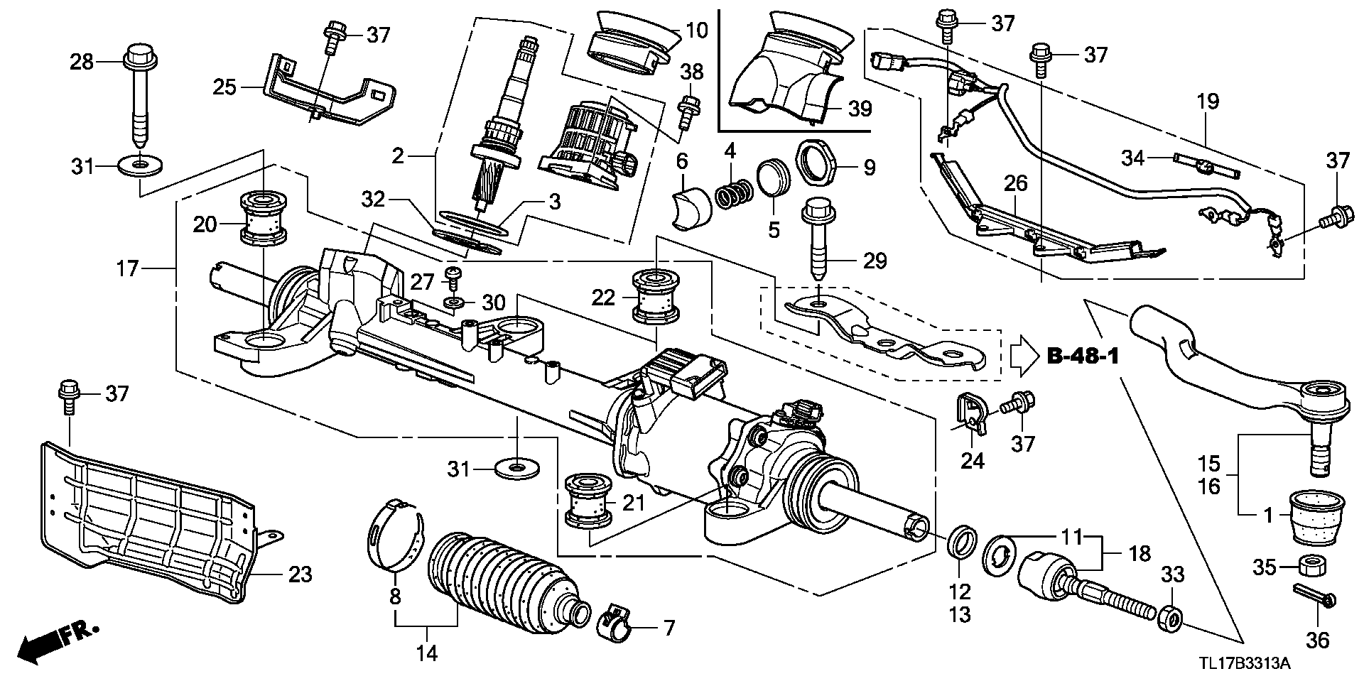 Honda 53537TL1G01 - Burduf cauciuc, directie allinparts.ro