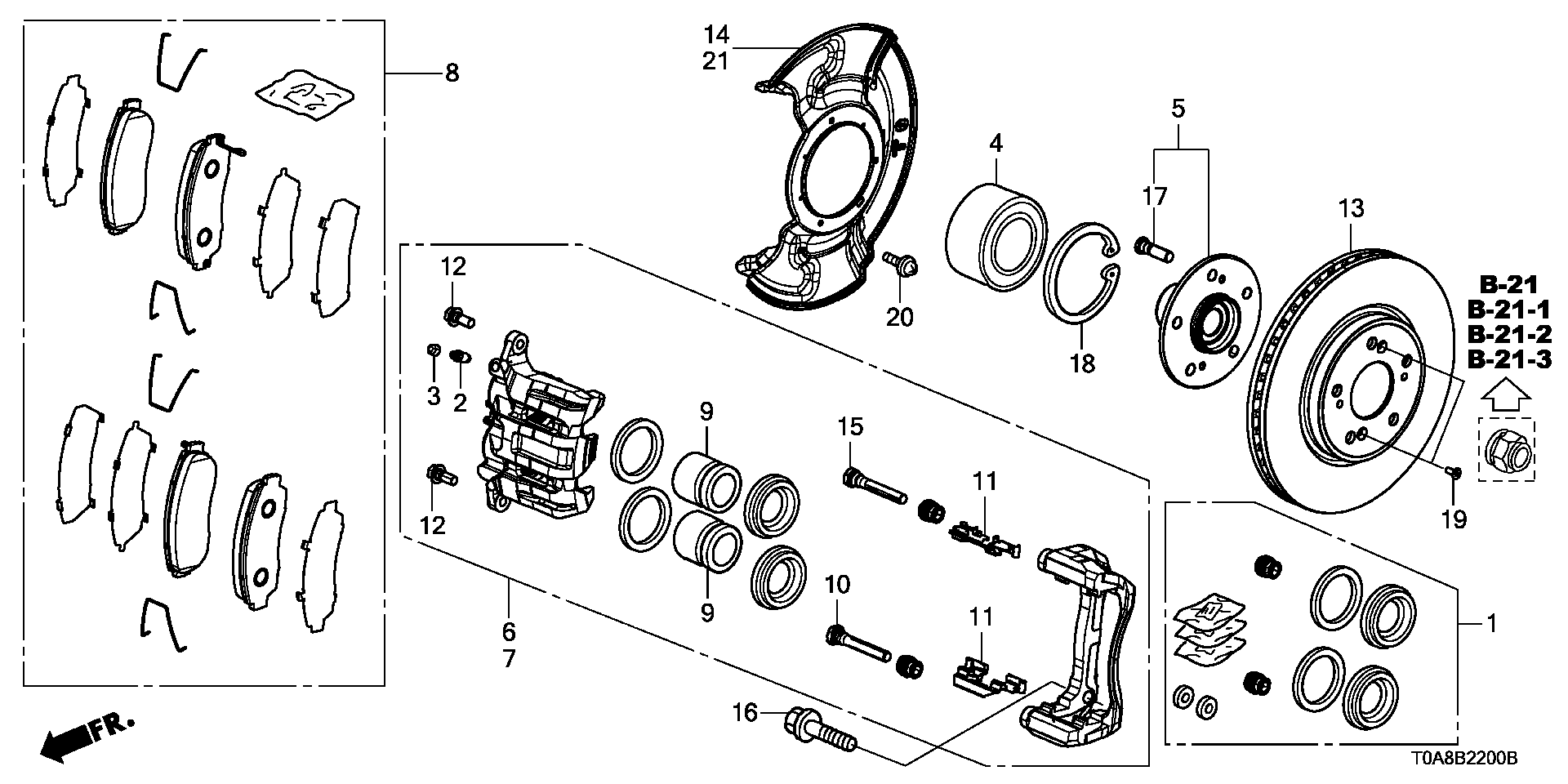Honda 45022T0AA01 - Set placute frana,frana disc allinparts.ro