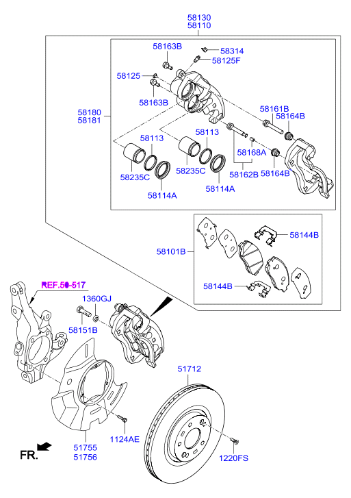 KIA-HYUNDAI 581012WA01 - Set placute frana,frana disc allinparts.ro