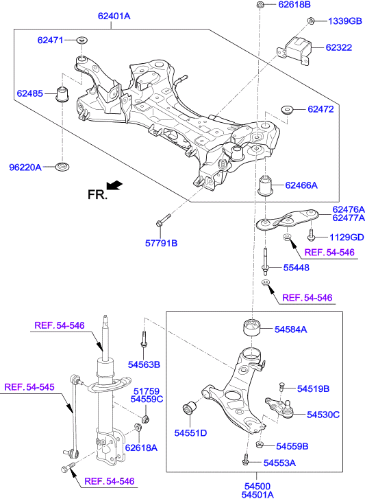 KIA-HYUNDAI 545012W500 - Suport,trapez allinparts.ro