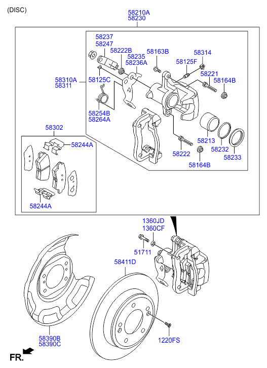 KIA-HYUNDAI 58310-3XA30 - Set bucsi de ghidaj, etrier frana allinparts.ro