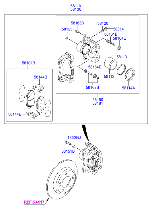 PSA 58101A6A00 - Set placute frana,frana disc allinparts.ro