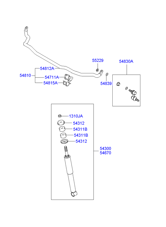 KIA-HYUNDAI 54830-4A600 - Brat / bieleta suspensie, stabilizator allinparts.ro