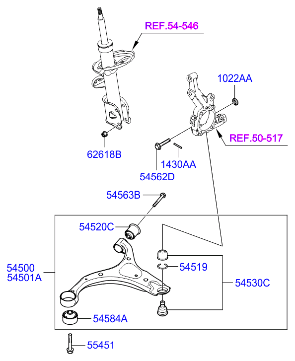 KIA-HYUNDAI 54501-2B500 - Brat, suspensie roata allinparts.ro