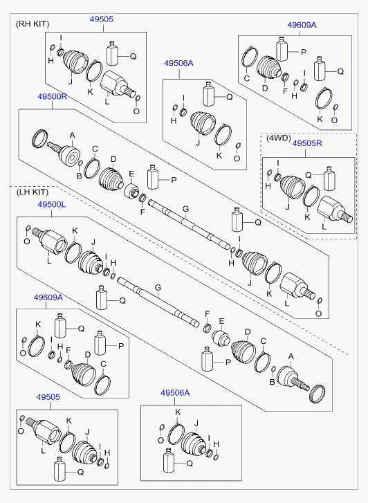 KIA-HYUNDAI 495012S050 - Burduf cauciuc, articulatie planetara allinparts.ro
