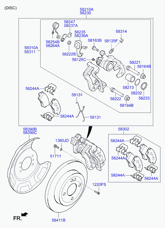 KIA-HYUNDAI 58210-C8300 - Set bucsi de ghidaj, etrier frana allinparts.ro