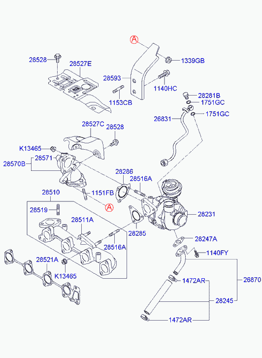 KIA-HYUNDAI 0JF0313465 - KIA-HYUNDAI 0JF0313465 - Piulita,galeria de evacuare allinparts.ro