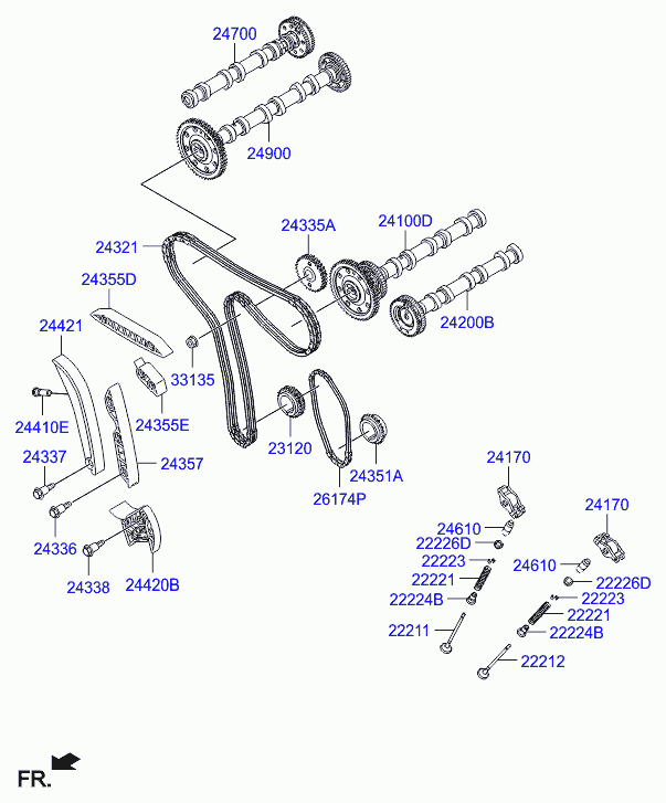 KIA-HYUNDAI 24358-3A000 - Ghidaje, lant distributie allinparts.ro