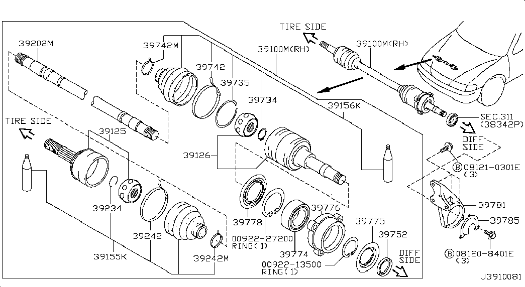 RENAULT 3924110E86 - Burduf cauciuc, articulatie planetara allinparts.ro
