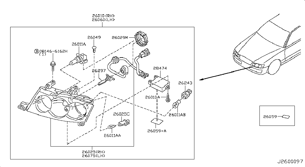 NISSAN 2629689917 - Bec, proiector ceata allinparts.ro
