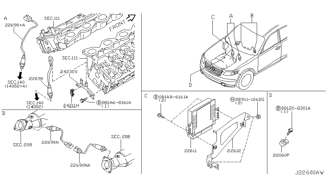 Infiniti 226A1-AM601 - Sonda Lambda allinparts.ro
