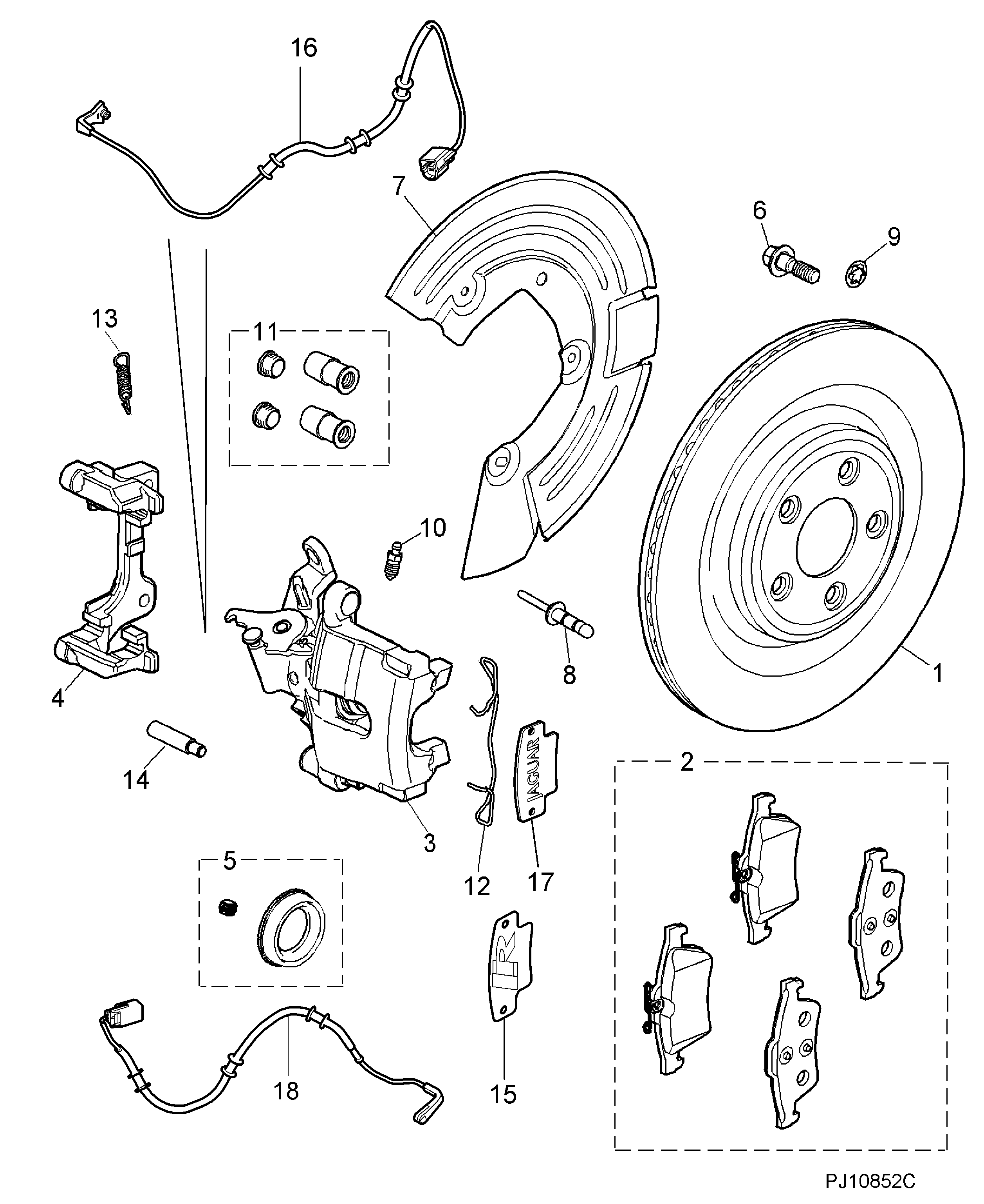 Jaguar C2C 29161 - Set bucsi de ghidaj, etrier frana allinparts.ro