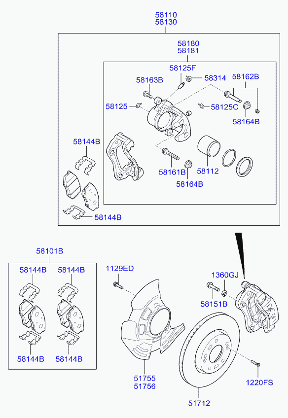 KIA-HYUNDAI 58130-2T000 - Set bucsi de ghidaj, etrier frana allinparts.ro