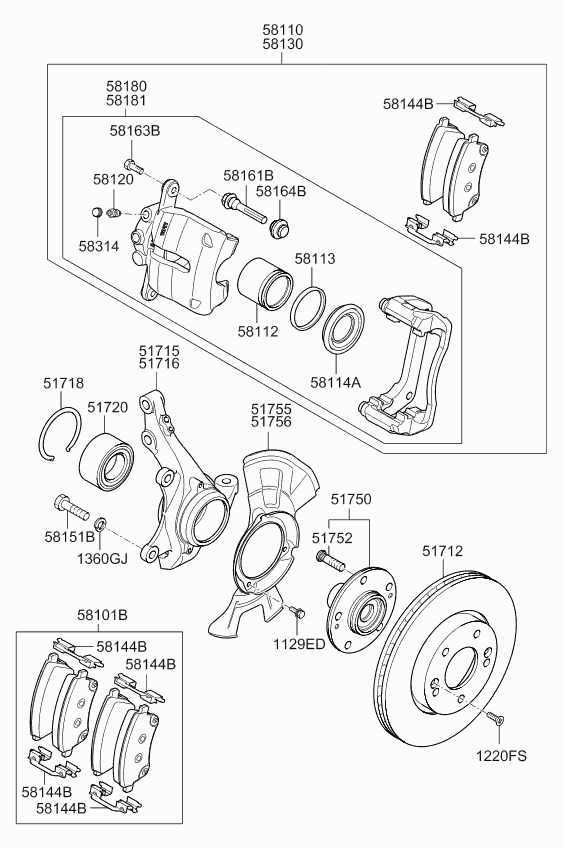 KIA-HYUNDAI 583141P000 - Set reparatie, etrier allinparts.ro