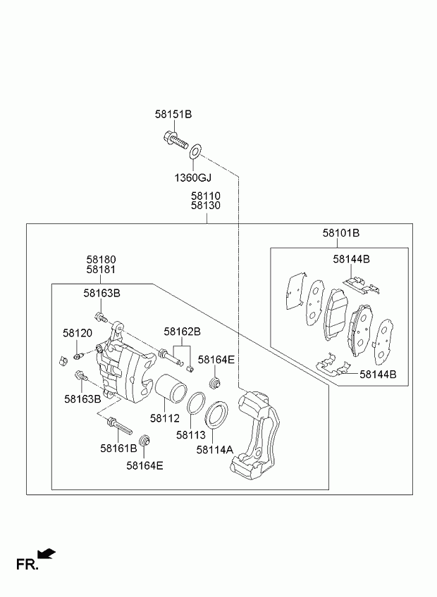KIA-HYUNDAI 58180-2YA50 - Set bucsi de ghidaj, etrier frana allinparts.ro