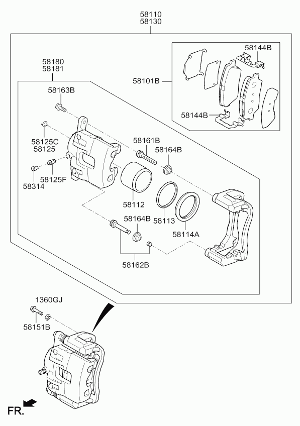 KIA-HYUNDAI 58101A4A11 - Set placute frana,frana disc allinparts.ro