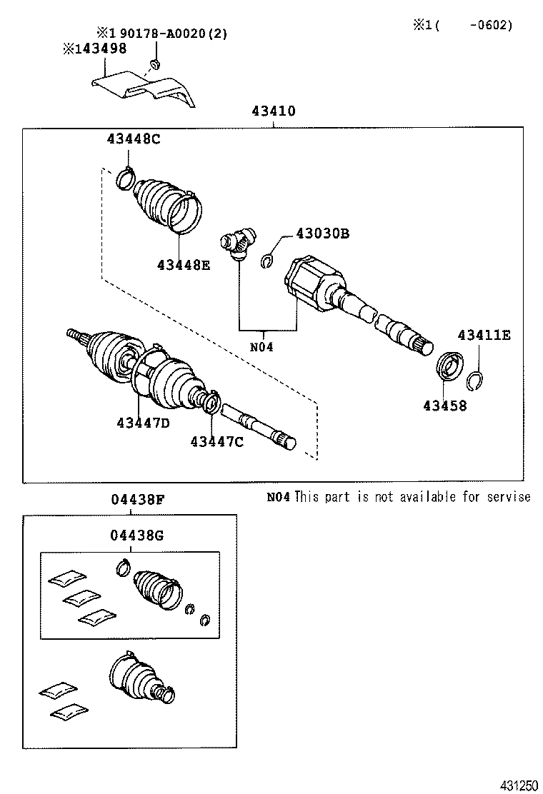 TOYOTA 04438-0E040 - Burduf cauciuc, articulatie planetara allinparts.ro