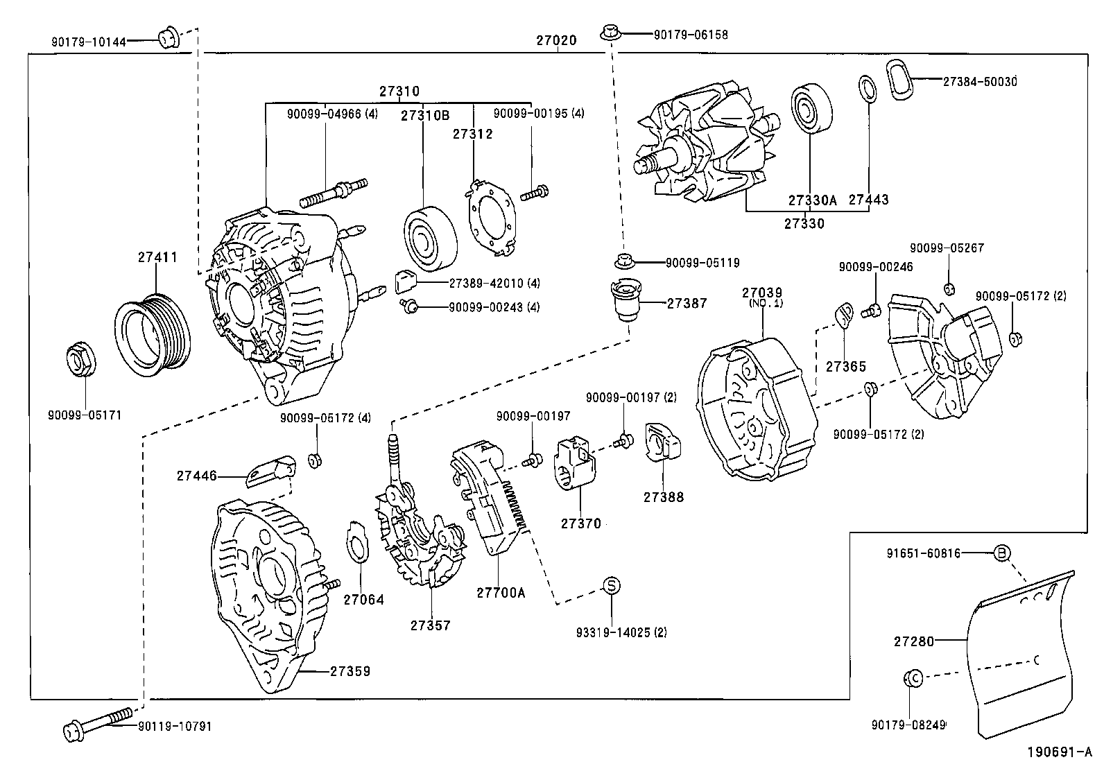 TOYOTA 90099-10194 - Fulie, alternator allinparts.ro