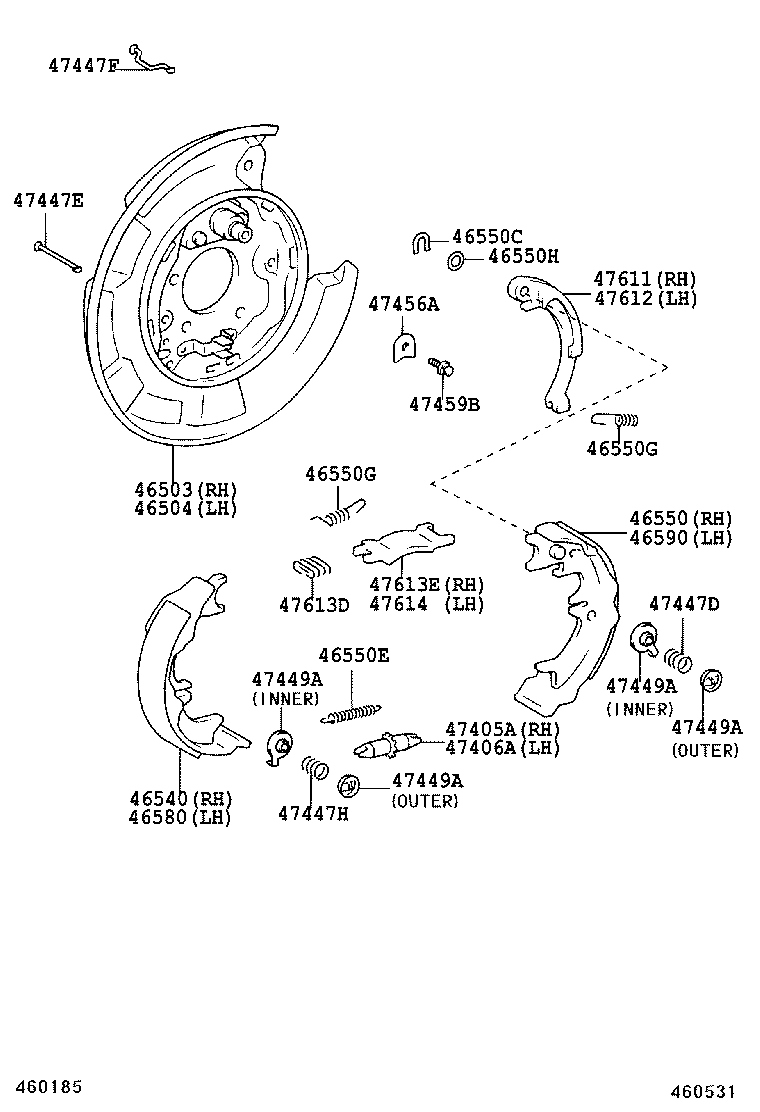 LEXUS 4659048020 - Set saboti frana, frana de mana allinparts.ro