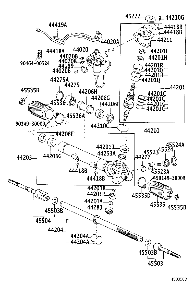 TOYOTA 45535-22080 - Ansamblu burduf, directie allinparts.ro