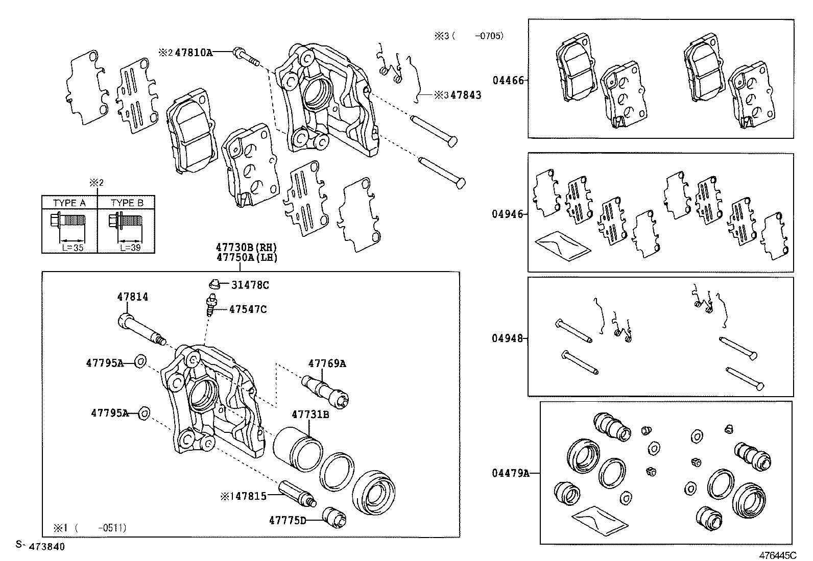 LEXUS 04466-53010 - Set placute frana,frana disc allinparts.ro
