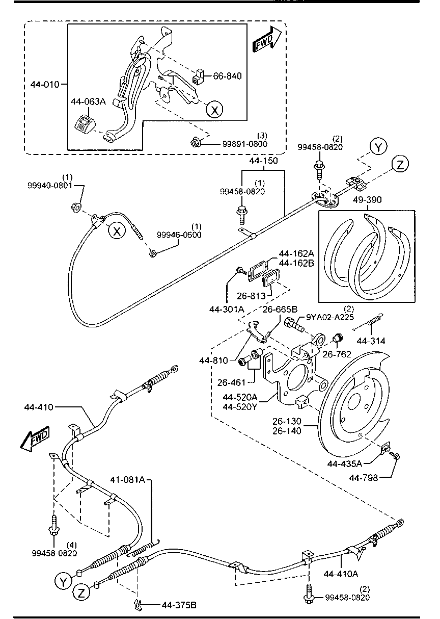 MAZDA EGY3-44-39Z - Set saboti frana, frana de mana allinparts.ro