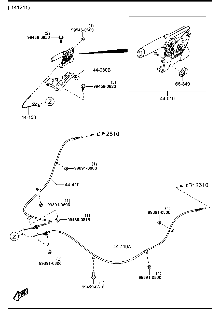 MAZDA K011-44-410A - Cablu, frana de parcare allinparts.ro