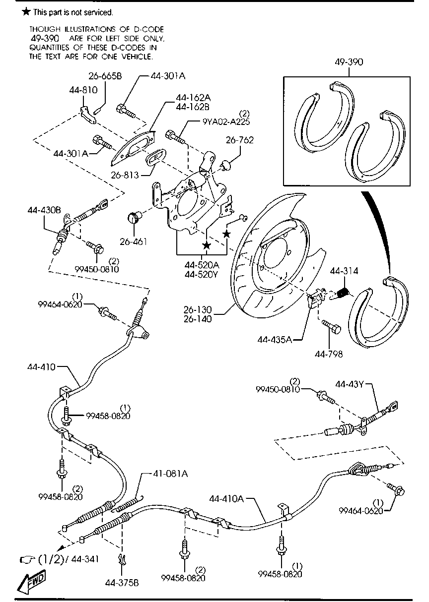 MAZDA EHY4-44-39Z - Set saboti frana, frana de mana allinparts.ro