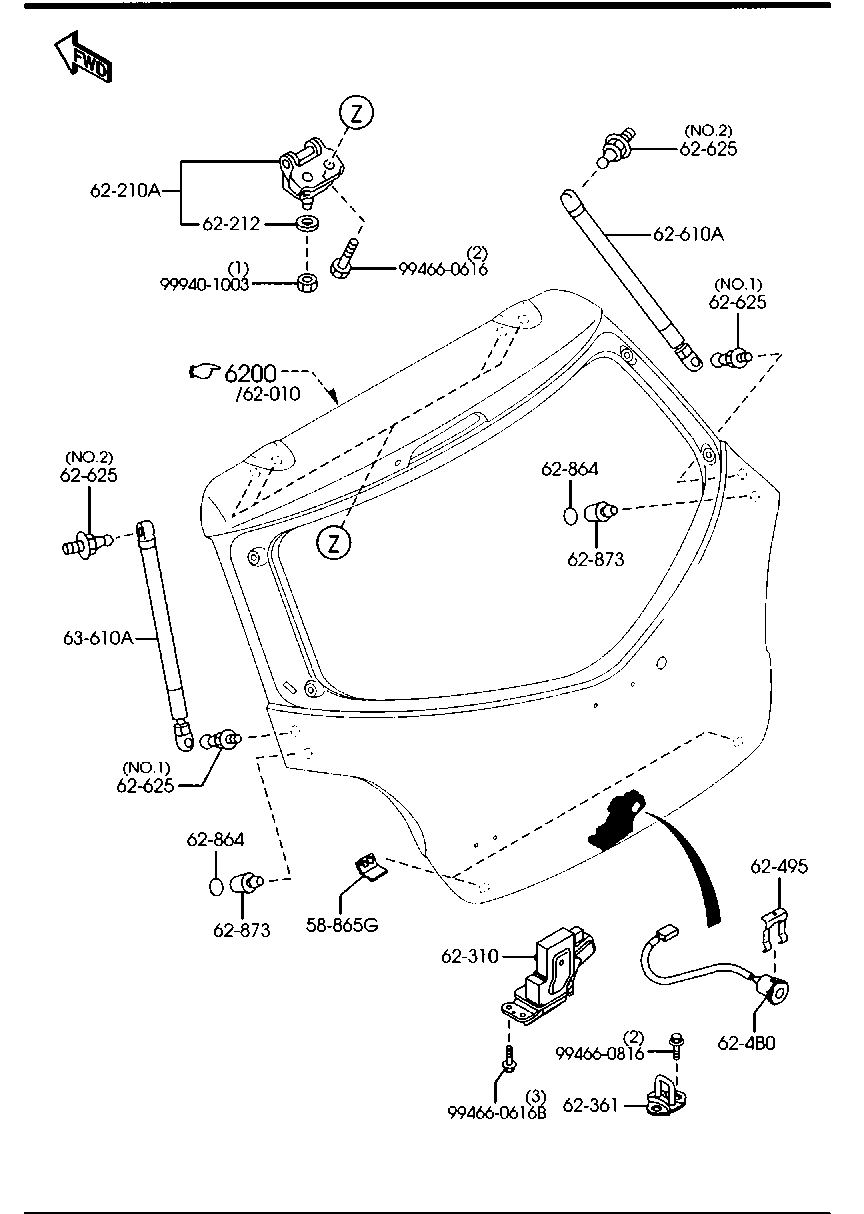 MAZDA D651-63-620A - Amortizor portbagaj allinparts.ro