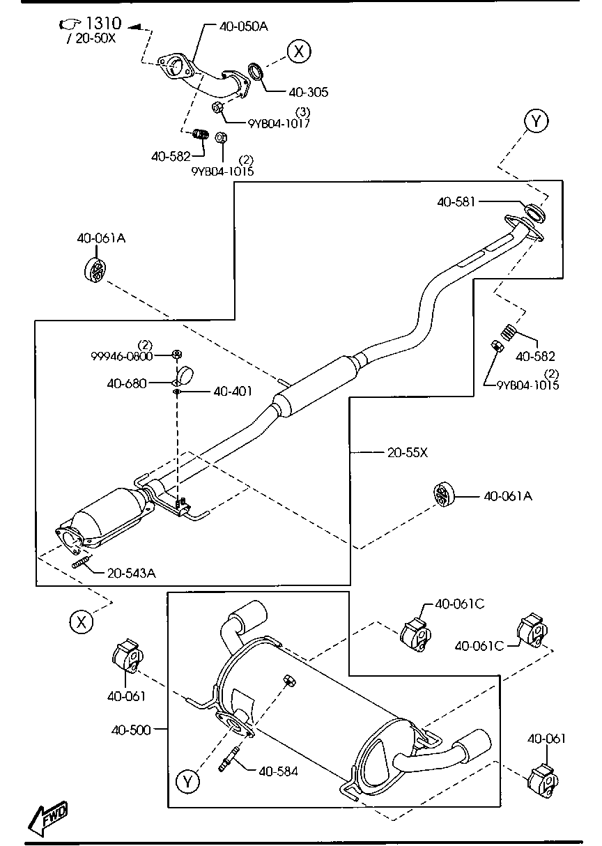 MAZDA YJ15-40-582A - Arc, toba esapament allinparts.ro