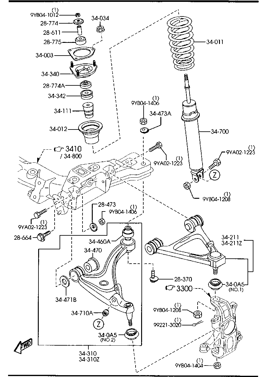 MAZDA F151-34-300A - Brat, suspensie roata allinparts.ro