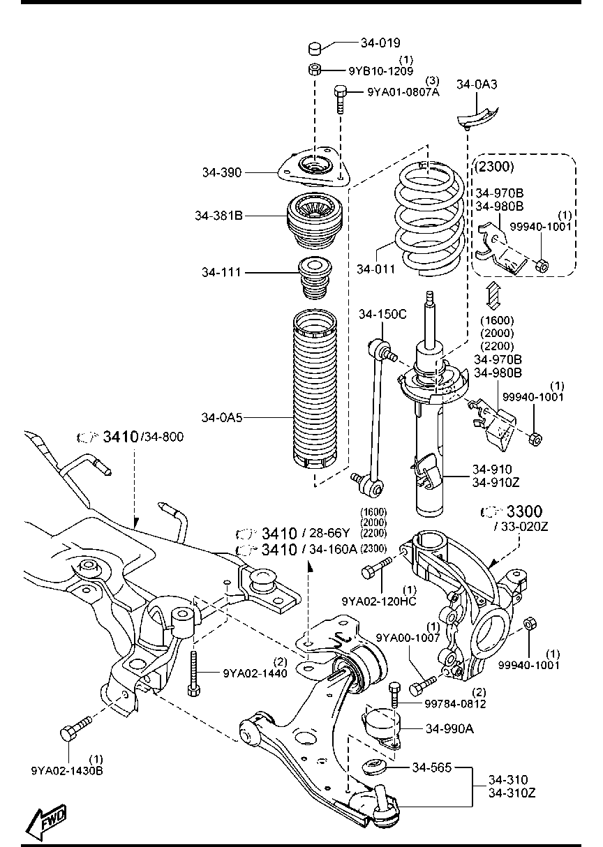 MAZDA BBM2-34-300A - Brat, suspensie roata allinparts.ro
