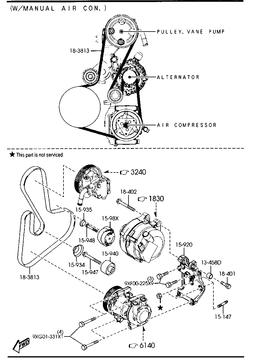 MAZDA Y602-15-940 - Rola ghidare / conducere, curea transmisie allinparts.ro