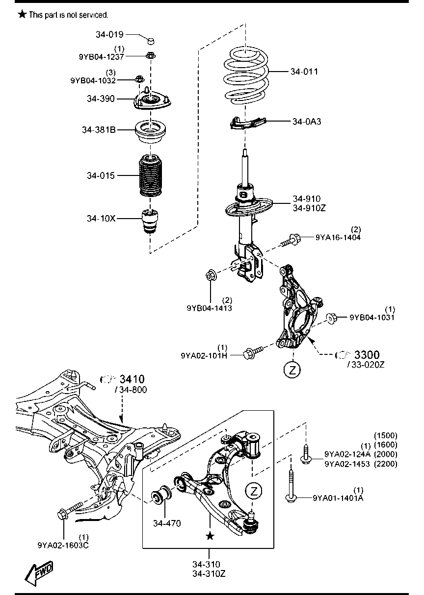MAZDA B45A-34-300E - Brat, suspensie roata allinparts.ro