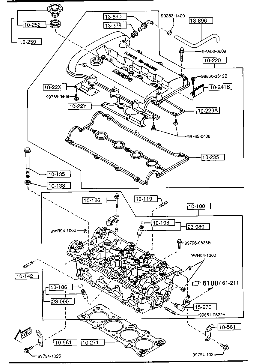 MAZDA B6DC-10-271 - Garnitura, chiulasa allinparts.ro