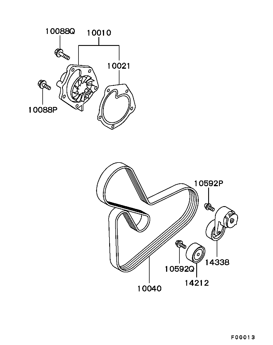 Mitsubishi MW 3062 3983 - Rola ghidare / conducere, curea transmisie allinparts.ro