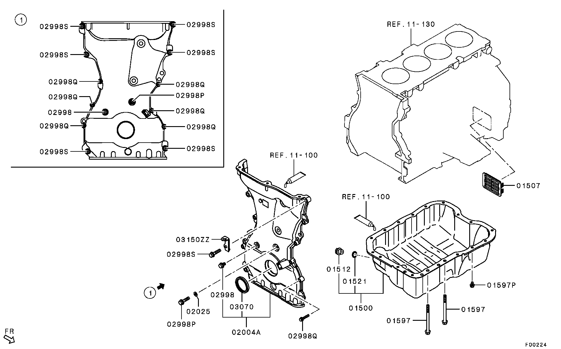 Mitsubishi 1052A149 - Simering, arbore cotit allinparts.ro