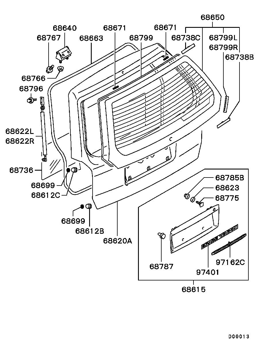 Mitsubishi MR415173 - Amortizor portbagaj allinparts.ro