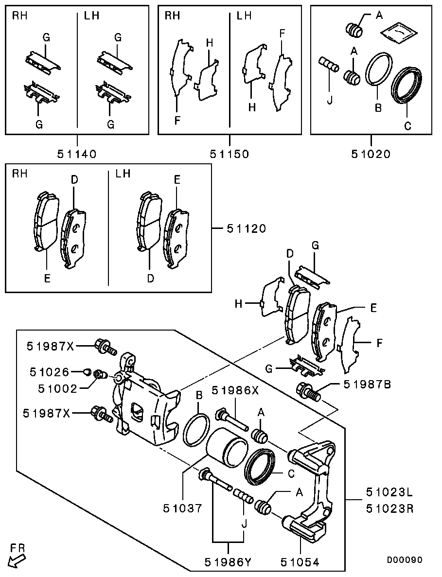 Mitsubishi MR527546 - Set accesorii, placute frana allinparts.ro