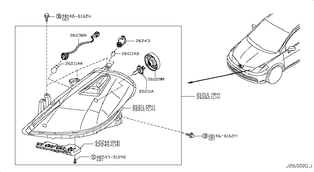 NISSAN 26294-89911 - Bec, proiector ceata allinparts.ro