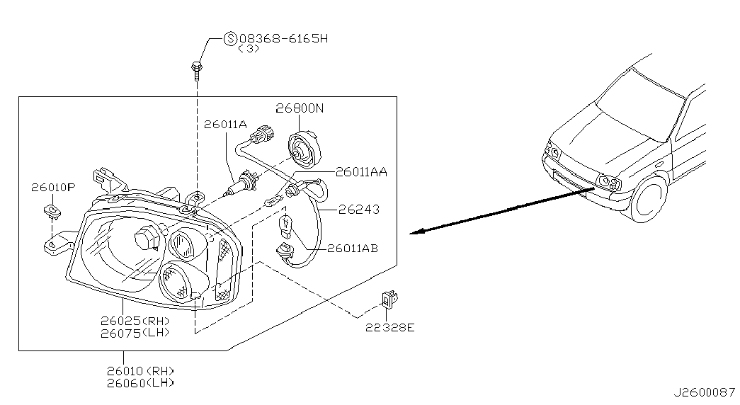 NISSAN 2629489908 - Bec, proiector ceata allinparts.ro