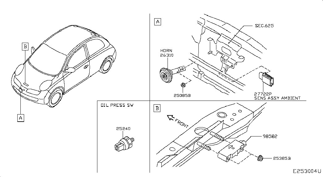 Infiniti 25240-70J0E - Senzor,presiune ulei allinparts.ro