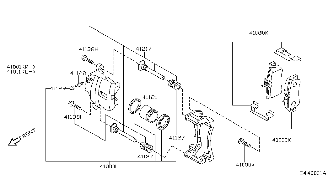NISSAN 44141AX60A - Set bucsi de ghidaj, etrier frana allinparts.ro