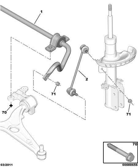 PSA 5087.51 - Brat / bieleta suspensie, stabilizator allinparts.ro