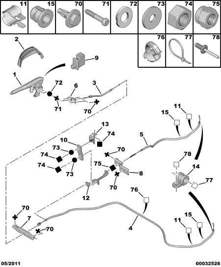 PSA 4746 22 - Cablu, frana de parcare allinparts.ro