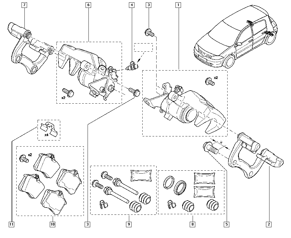 RENAULT 7701052561 - Set accesorii, placute frana allinparts.ro