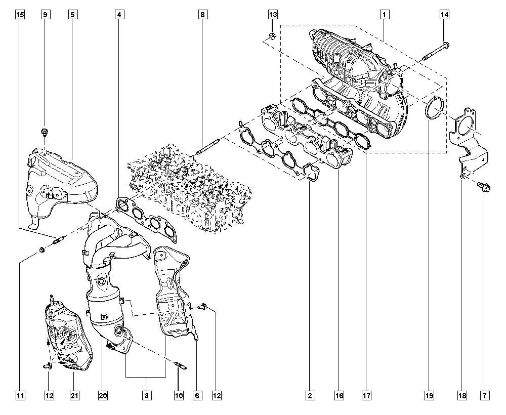 RENAULT 77 03 033 081 - Garnitura, Carcasa galerie admisie allinparts.ro