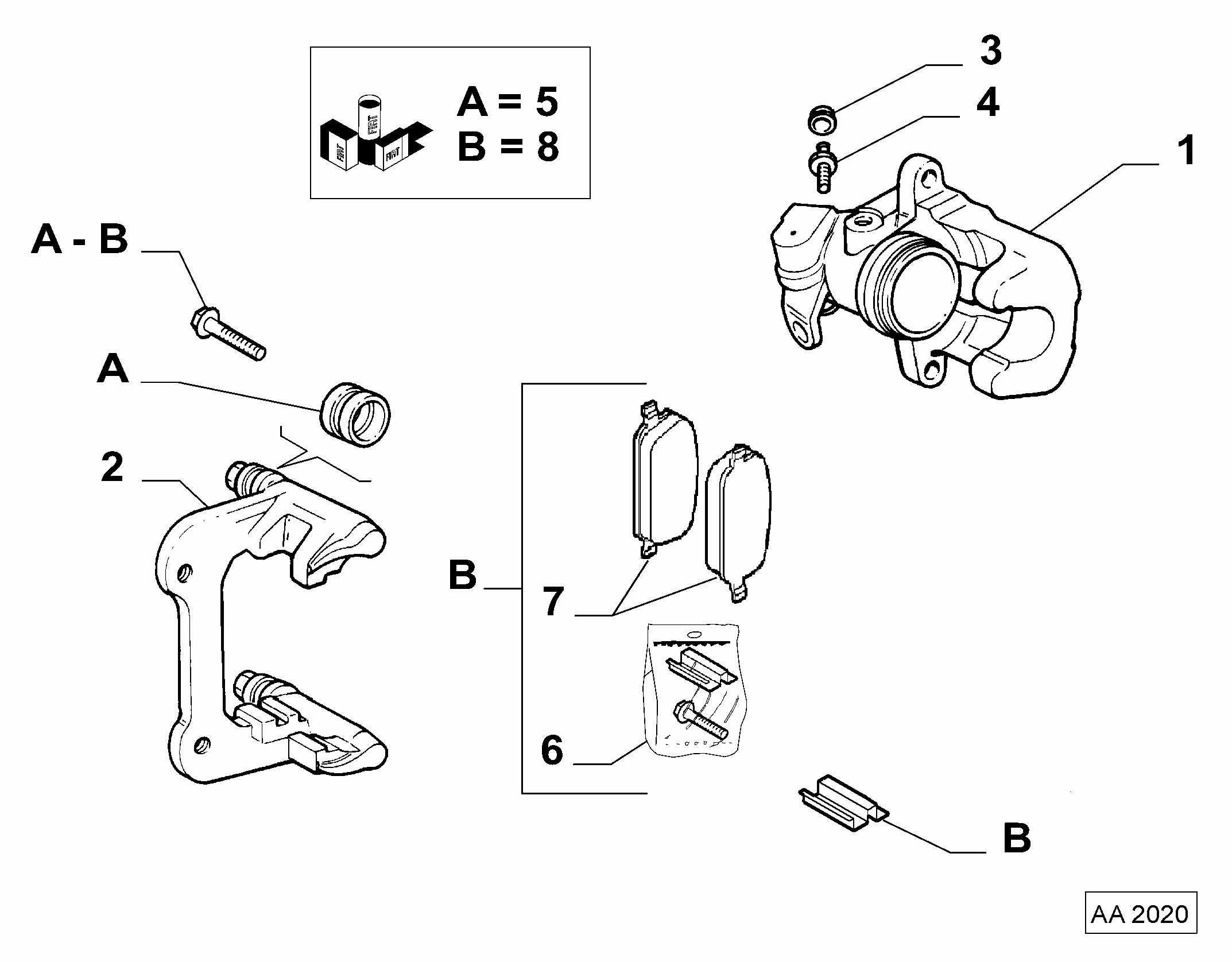 FCA 77363650 - Set bucsi de ghidaj, etrier frana allinparts.ro